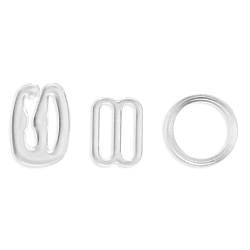Комплекты фурнитуры для белья 991903 Кольца, крючки, регуляторы для бюстгальтера 12мм пластик, прозрачный, 10шт/упак, Prym