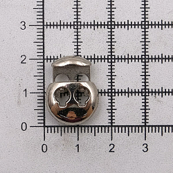 MFR12 Фиксатор для шнура 20,5*15,6мм, 2 отверстия d-3,5мм, металл, Silver (серебристый)