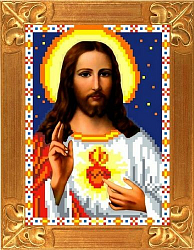 КБИ-5032 Канва с рисунком для бисера 'Святое Сердце Иисуса', А5