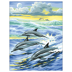АЖ-1062 Картина стразами 'Семья дельфинов' 30*40см