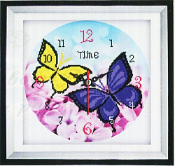9067 Картина со стразами 'Часы Бабочки', 54*54см