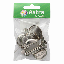 4AR013 Основа для броши и заколки , d-2,5 см, 5шт/упак, Astra&Craft