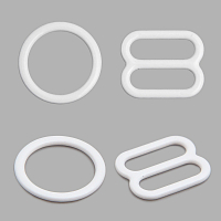 Кольца и регуляторы для бретелей бюстгальтера 10 мм, металл/эмаль, 20 шт/упак, цвет белый