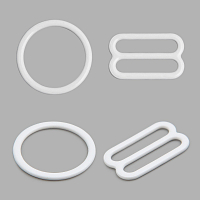 Кольца и регуляторы для бретелей бюстгальтера 15 мм, металл/эмаль, 20 шт/упак, цвет белый