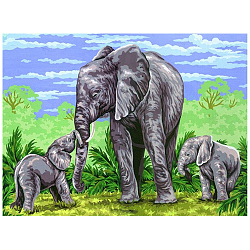 10362-CDA Канва с рисунком Collection D'Art 'Слоны' 40*50 см