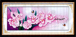 9107 Картина со стразами 'Розовые цветы', 116*48см
