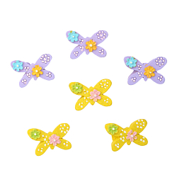 Акриловые, полимерные (гипсовые) фигурки и камеи LR15-4597 Кабошоны декор подарков, шармы для слаймов 'Бабочка', фиолетовый/желтый, 6 шт/упак