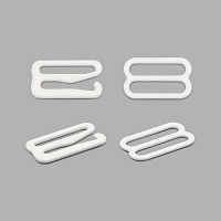 Крючки и регуляторы для бретелей бюстгальтера 15 мм, металл/эмаль, 18 шт/упак, цвет белый