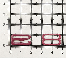 Крючки и регуляторы для бретелей бюстгальтера 15 мм, металл/эмаль, 18 шт/упак, цвет темно-красный
