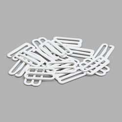 Крючки и регуляторы для бретелей бюстгальтера 20 мм, металл/эмаль, 18 шт/упак, цвет белый