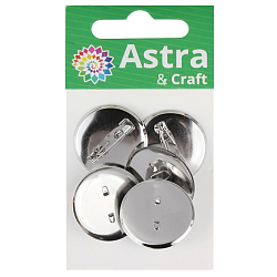 4AR093 Основа для броши и значка, 2,5см, 5 шт/упак, Astra&Craft