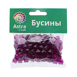 Бусины пластиковые, акрил, прозрач. в цвете, граненый куб, 10мм, 50гр, Astra&Craft