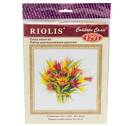 1293 Набор для вышивания Riolis 'Тюльпаны в вазе', 40*40 см