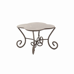 SCB271023 Металлические мини столик-ромашка и кресло, коричневые. Стол 5,5*4,5 см, кресло 5*6,5 см