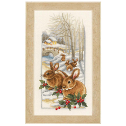 0150174-PN Набор для вышивания Vervaco 'Кролики на снегу 1' 18x33см