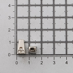 Концевик для шнура металлический со стразами, 11*6,5мм 4-х гран., d=2,5/4мм, 4шт, никель