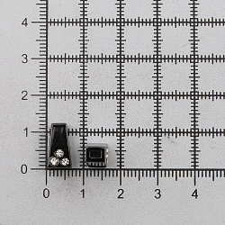 Концевик для шнура металлический со стразами, 11*6,5мм 4-х гран., d=2,5/4мм, 4шт, черный никель