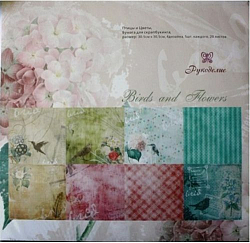 PAD1210 Набор бумаги для скрапбукинга 'Птицы и цветы', 30,5*30,5 см