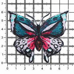 924367 Термоаппликация Бабочка, самоклеящаяся/приутюживаемая, зеленый/розовый цв. 1шт. Prym