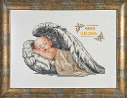 1129 Набор для вышивания Alisena 'Спящий ангелочек - метрика', 34*22 см