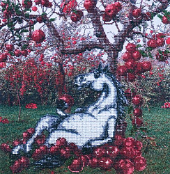 В1104 Канва с рисунком Alisena 'Лошадь в яблоках', 30*31 см