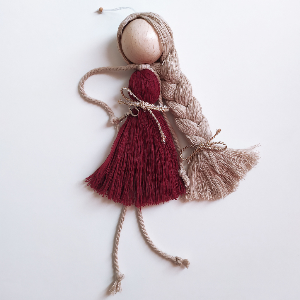 Как сделать волосы из ниток текстильной кукле