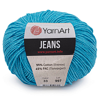 Пряжа YarnArt 'Jeans' 50гр 160м (55% хлопок, 45% полиакрил) (33 бирюза)