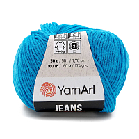 Пряжа YarnArt 'Jeans' 50гр 160м (55% хлопок, 45% полиакрил) (55 насыщенный голубой)