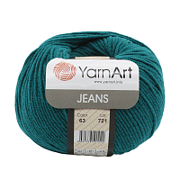 Пряжа YarnArt 'Jeans' 50гр 160м (55% хлопок, 45% полиакрил) (63 темная бирюза)