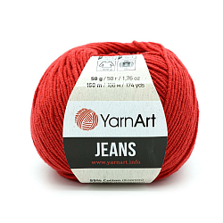 Пряжа YarnArt 'Jeans' 50гр 160м (55% хлопок, 45% полиакрил) (90 красный)