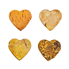 YW205 Декоративные элементы из коры дерева 'Сердечки', 3см, 30шт/уп желтый