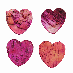 YW254 Декоративные элементы из коры дерева 'Сердце' , 5см, 10шт/уп (розовый)