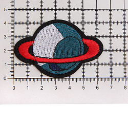 Термоаппликация 'Голубая планета с красным кольцом', 6.4*4.2см