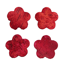 YW199 Декоративные элементы из коры дерева 'Цветок' , 4,5см, 12шт/уп (красный)