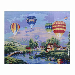 GZ066 Мозаика на деревянной основе 'Полет воздушных шаров', 40*50см