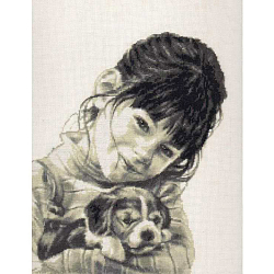 Палитра 11.003 Набор для вышивания 'Палитра' 'Девочка со щенком', 26х31 см