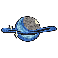 Термоаппликация 'Серо-голубая планета с синим кольцом', 11*5.2см