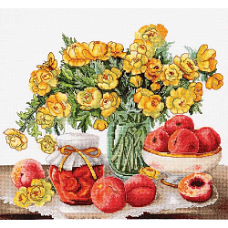 1228 Набор для вышивания Alisena 'Персиковое варенье', по картинам В. Валевской, 30*25 см