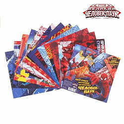1133704 Набор бумаги для скрапбукинга 'Супергерой' Человек-Паук, 12 листов 14.5х14.5см, 160 гр/м2