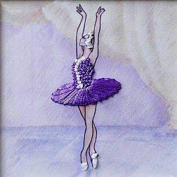 ВЛБС0002 Набор для вышивания лентами Woman-Hobby 'Серия Балерины' 13,5*13,5 см