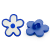 Пуговицы-фигурки 'Цветы' 24L (15мм) на ножке, пластик, 6шт/упак, Magic Buttons D70 синий