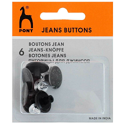 81803 Пуговицы джинсовые 17мм 'Лавровый венок' цв.металл, черненый, упак(6шт) PONY