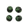 CX-3780 Бусины пластиковые, цветные, круглые с орнаментом, 24мм, 4шт/упак, Astra&Craft 003 зеленый/черный