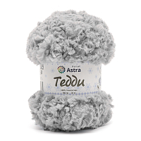 Пряжа Astra Premium 'Тедди' букле 150гр 35м (100% полиэстер) (01 серый)