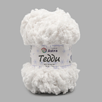 Пряжа Astra Premium 'Тедди' букле 150гр 35м (100% полиэстер) (08 белый)
