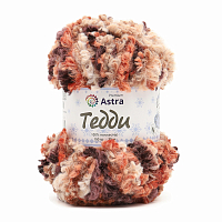Пряжа Astra Premium 'Тедди' букле 150гр 35м (100% полиэстер) (11 оранжево-бежевый принт)