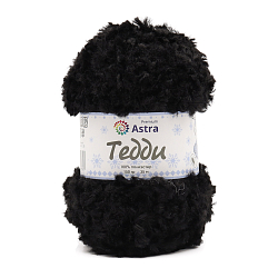 Пряжа Astra Premium 'Тедди' букле 150гр 35м (100% полиэстер) (02 черный)