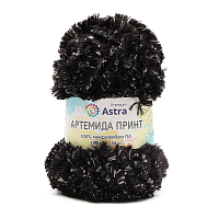 Пряжа Astra Premium 'Артемида Принт' 100гр 34м (100% микрофибра ПЛ) (02 черный/серый)
