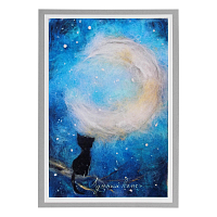 Набор для валяния (живопись цветной шерстью) 'Лунный кот' 21x29,7см (А4)