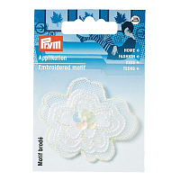 926160 Термоаппликация Цветок с пайетками, органза, белый цв., 1шт Prym